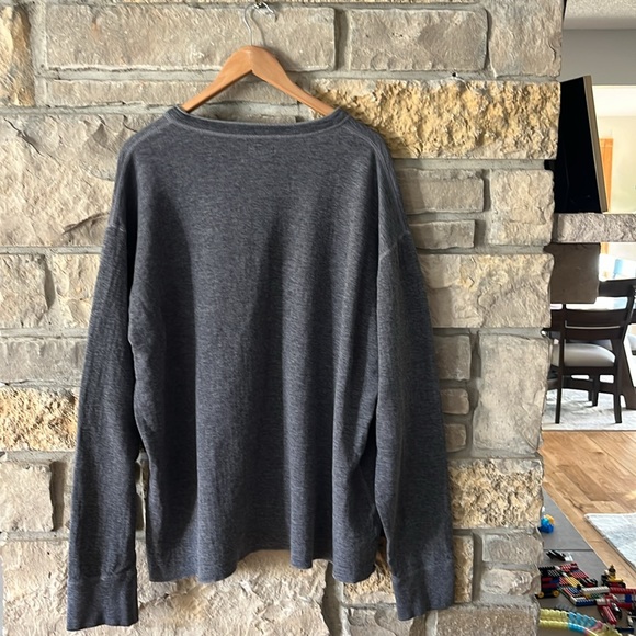 LL Bean Dark Gray Distressed Oversized Long Sleeve Henley Shirt Size 2XL Tall - Picture 10 of 15
